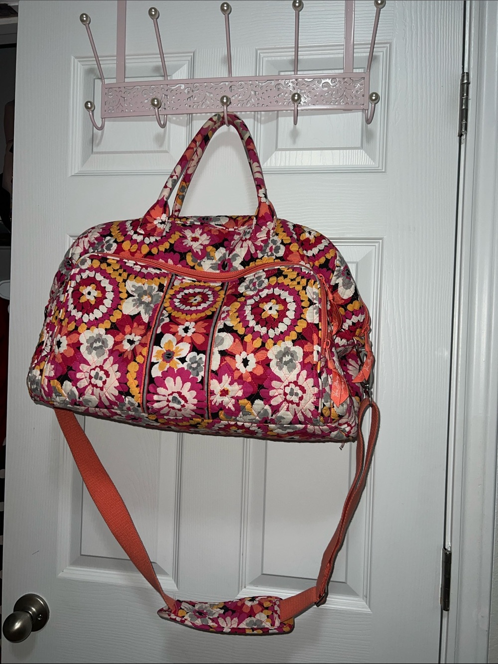 Vera Bradley Quilted Floral Duffel - Pink, Orange, Yellow